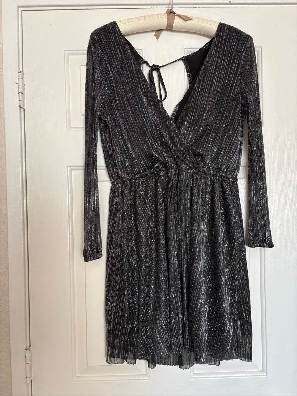 Rails Black Metallic Long-Sleeve Dress